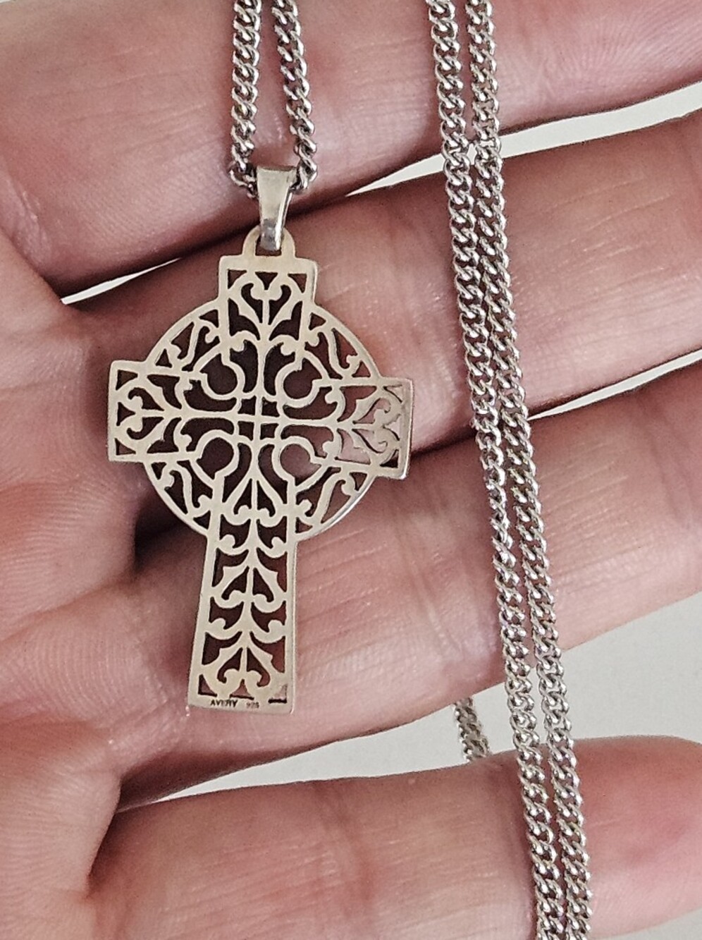 Retired James Avery 2" Sterling Silver Celtic Cross Pendant & Necklace 20"
